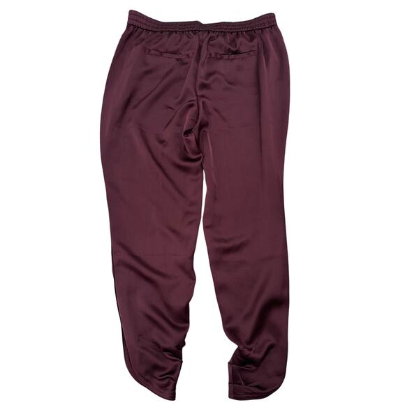NEW Satin Ankle Trousers Silk Tulip Hem With Pockets Quiet Luxury, Port, size 8 - Picture 11 of 11